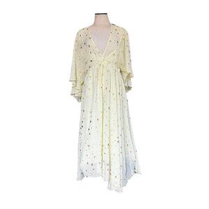NWT QUEEN B   Yellow  METALLIC STARS DRESS size 8 medium